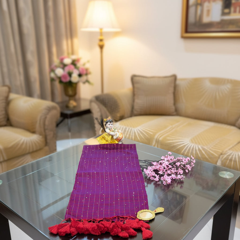 Vayu - Stary Handwoven Purple Checkered Sequence