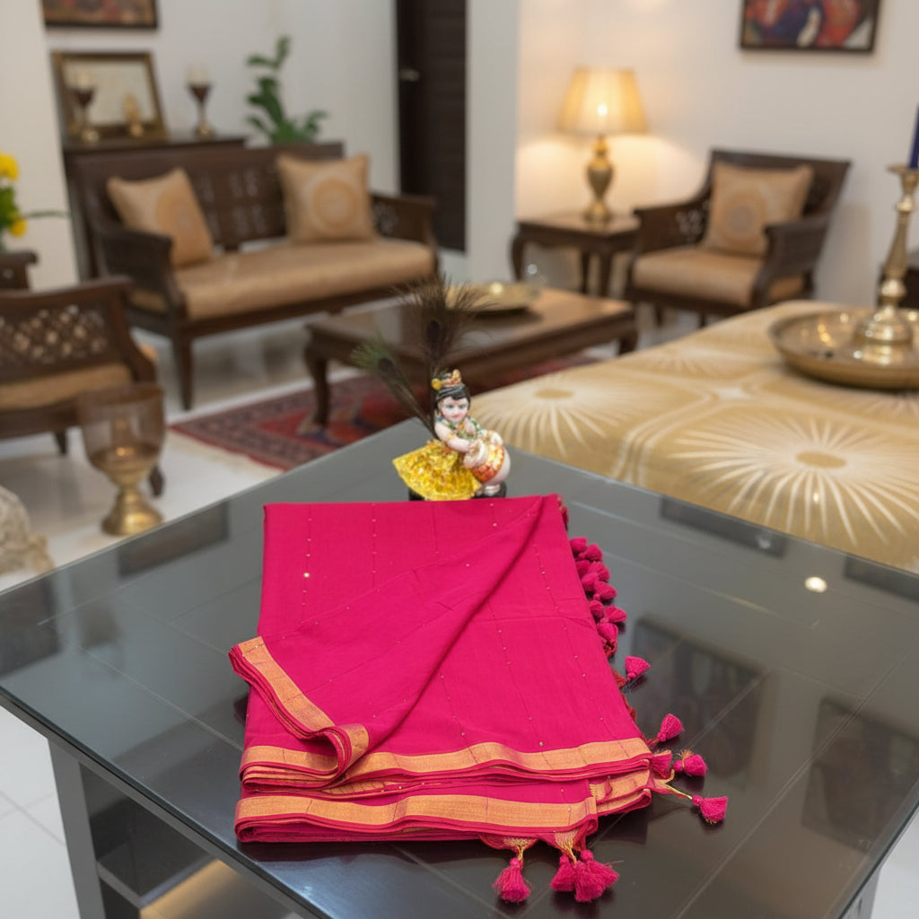 Vayu - Stary Handwoven Pink Sequence