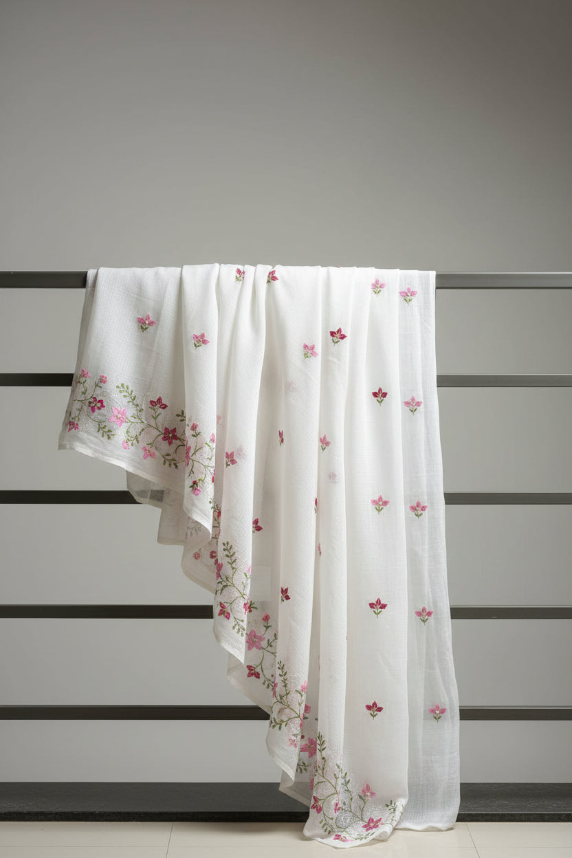 Vayu- Kota Pearl White Floral Saree