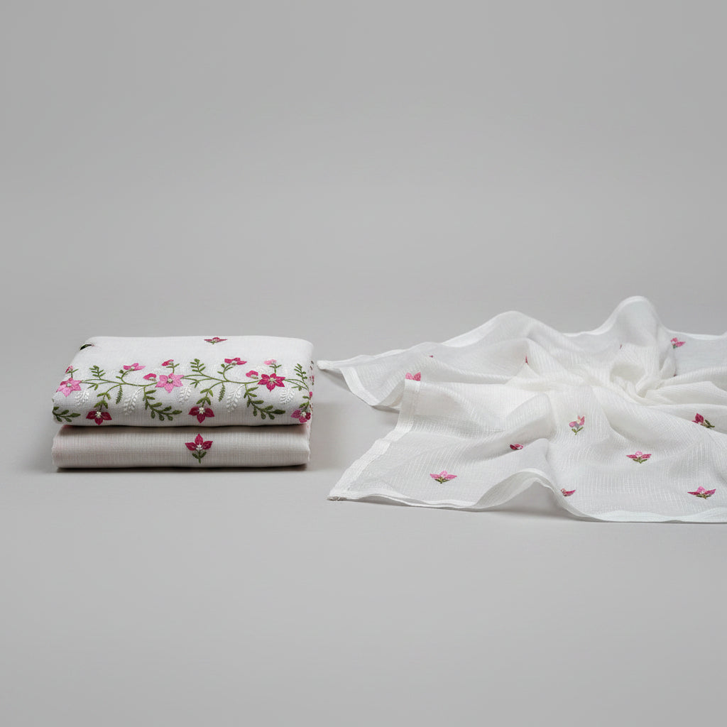 Vayu- Kota Pearl White Floral Saree