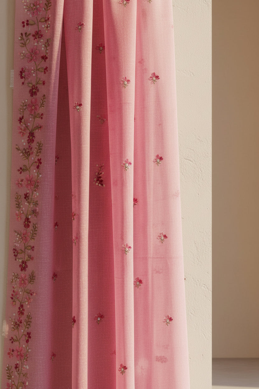 Vayu- Kota Pearl Pink Floral Saree