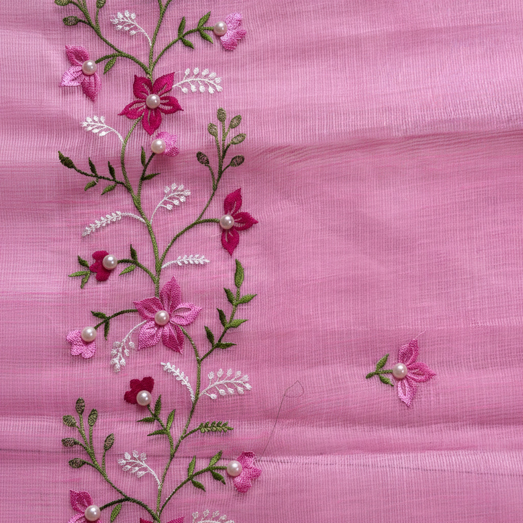 Vayu- Kota Pearl Pink Floral Saree