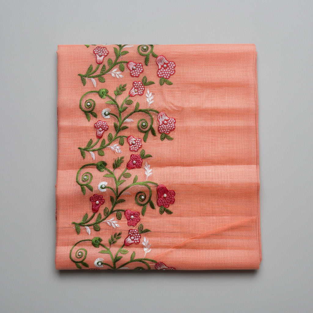 Vayu- Kota Pearl Orange Floral Saree