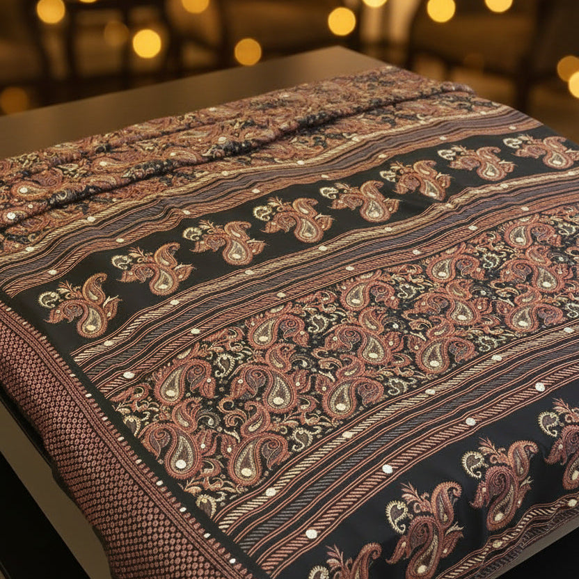 Nazakat - Ajrak Black Kundan Kehri