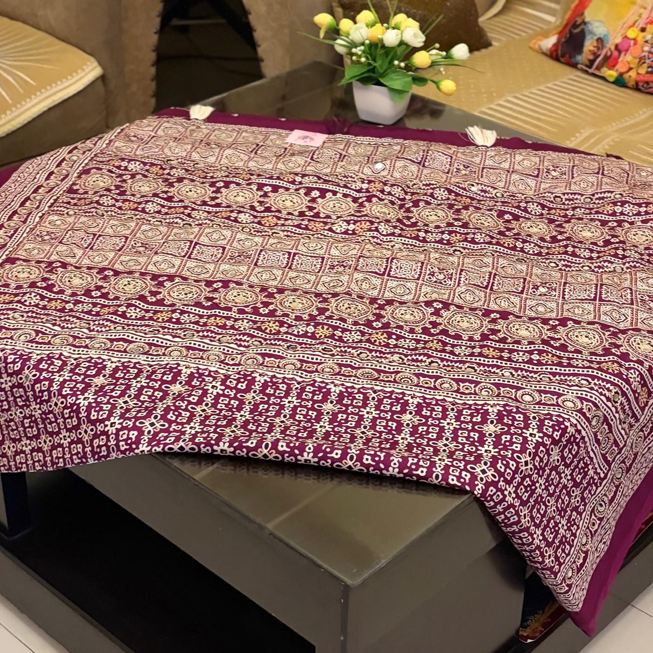 Nazakat - Wine & White Ajrak Sheesh